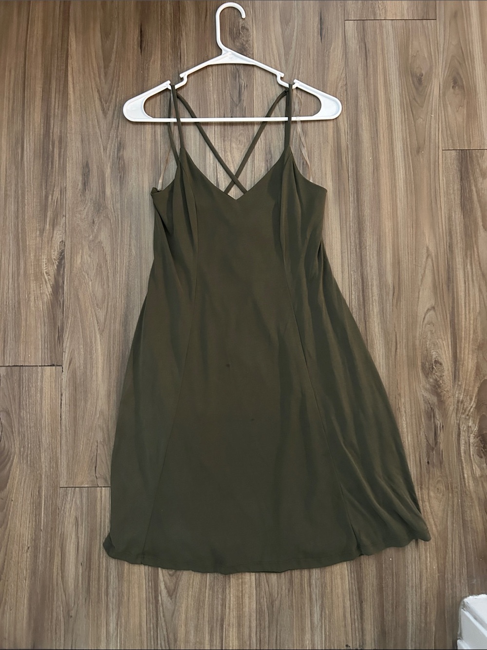 Alya Olive Green Slip Dress with Crisscross Straps